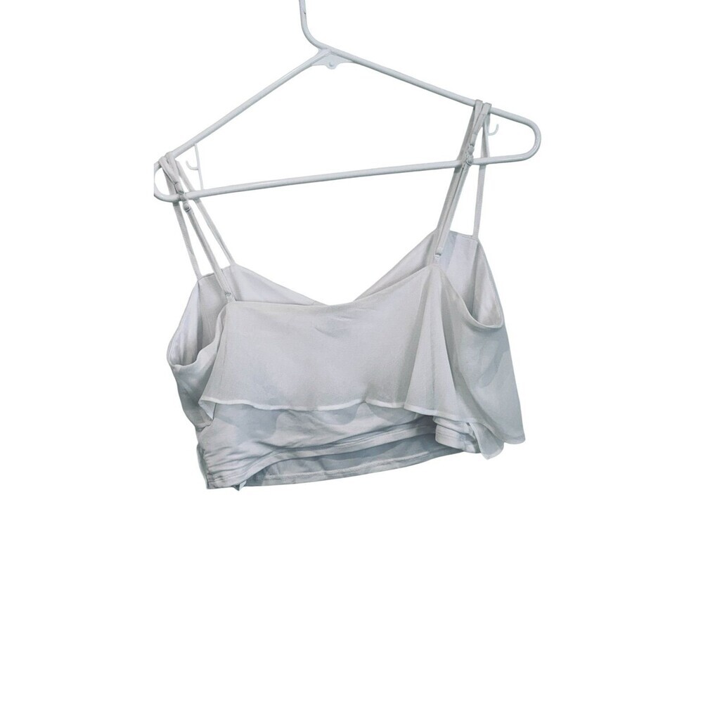 Bebe White Ruffle Crop Top NWT - Picture 5 of 7